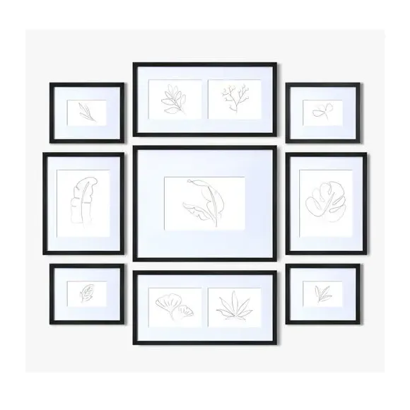 9-Piece Photo Frame Set - Black, Wood alternate view