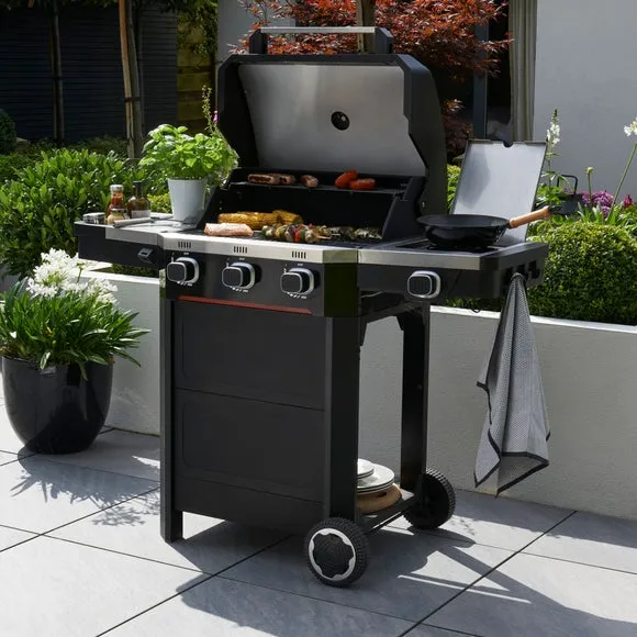 Atlas 300 3-Burner Gas BBQ with Side Burner & Cabinet - Black product