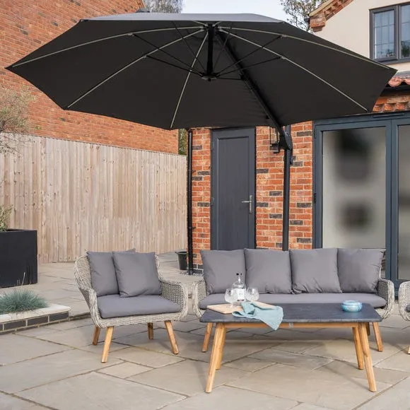 3m Round Cantilever Parasol with LED - Grey alternate view