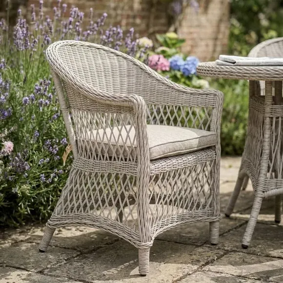 Cotswold 4-Seat Round Outdoor Dining Set - Cream, Wicker alternate view