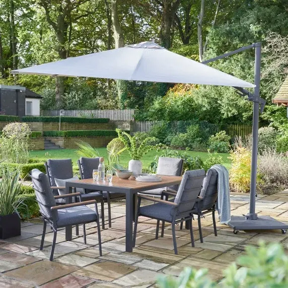 Easton 6-Seater Outdoor Dining Set - Grey, Teak Look Polywood alternate view