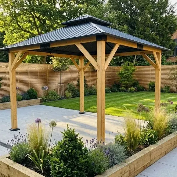 Ottawa Cedar Wood Gazebo 3.6m x 4m - Natural product