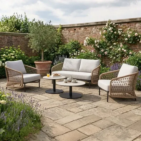 Peakdale Outdoor Lounge Set - Cream, Wicker product