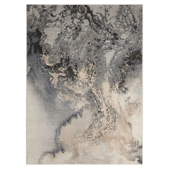 Area Rug with Textured Design - Grey, Polyester alternate view