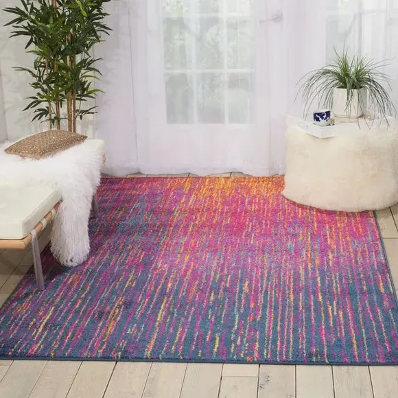 Floral Area Rug with Overdye Effect - Multi, Polypropylene alternate view