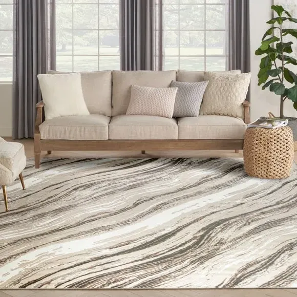 Wavy Abstract Rug - Beige product