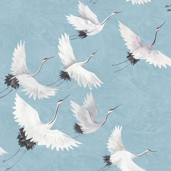 Self Adhesive Wallpaper with Heron - Blue alternate view