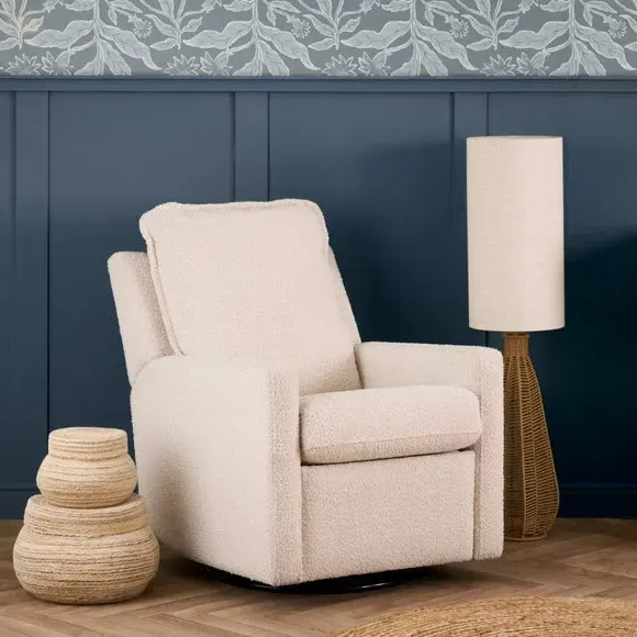 Denver Swivel Glider Recliner Chair - Ivory, Bouclé