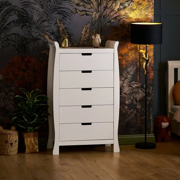 Tall 5-Drawer Chest with Sleigh Design - White alternate view