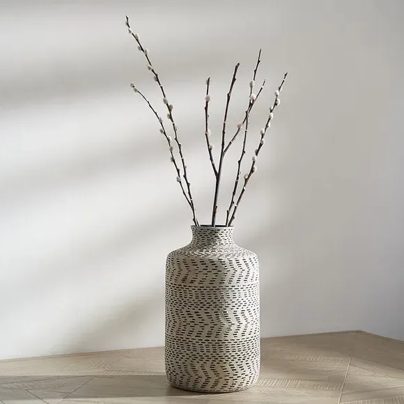 Atouk Textured Stoneware Vase - Ivory product