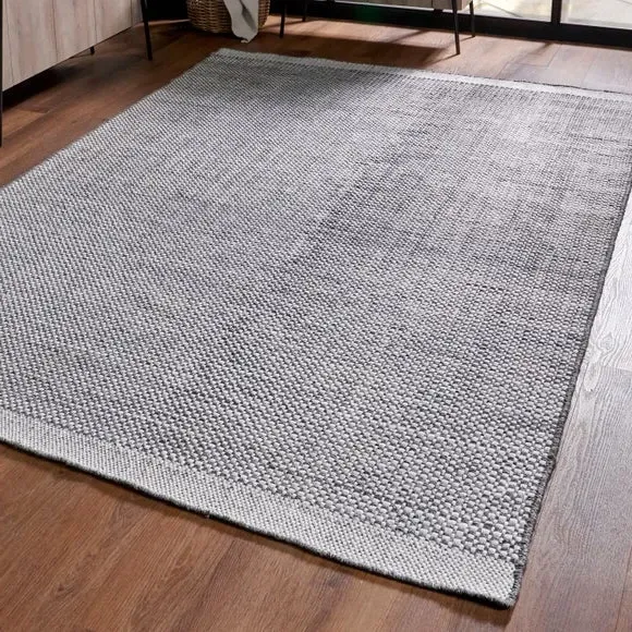 Basket Weave Indoor Outdoor Rug - Graphite Grey, Recycled product