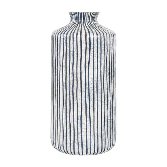 Bude Stripe Stoneware Vase - Blue & White alternate view