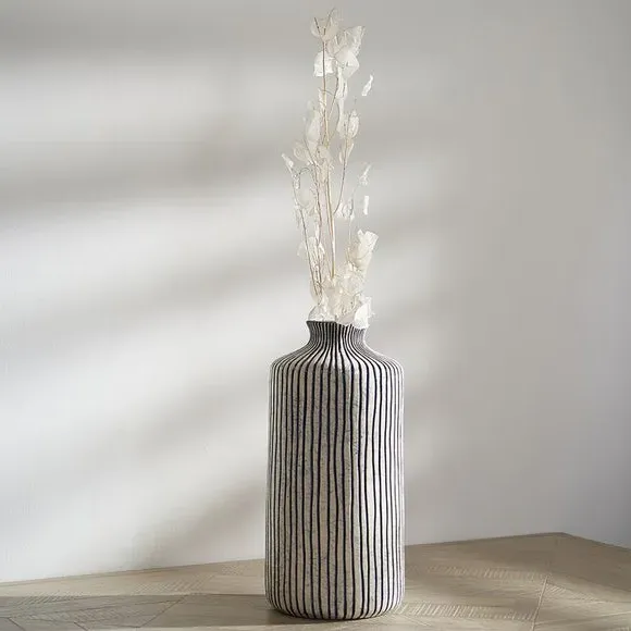 Bude Stripe Stoneware Vase - Blue & White product