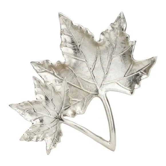 Dual Leaf Bowl - Silver, Cast Aluminium alternate view