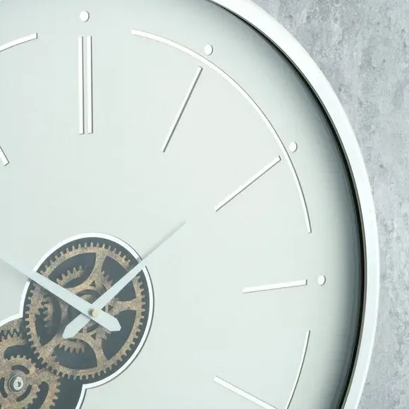 Metal Cog Wall Clock - Cream, Metal alternate view