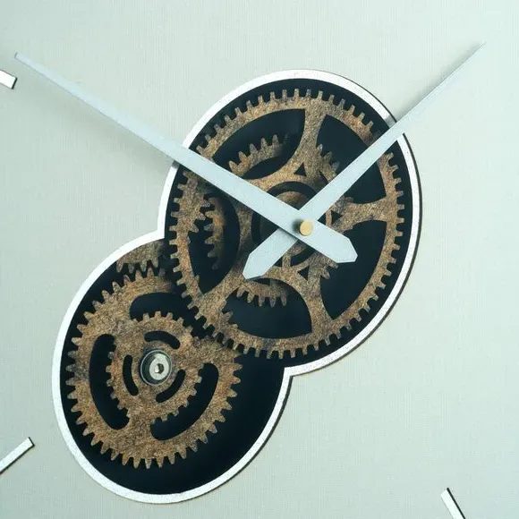 Metal Cog Wall Clock - Cream, Metal by Dunelm, image 3