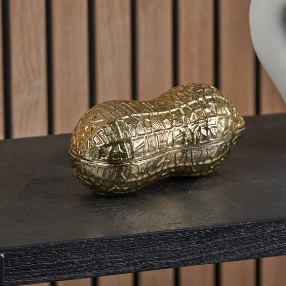 Peanut Lidded Trinket Bowl - Gold, Cast Aluminium product