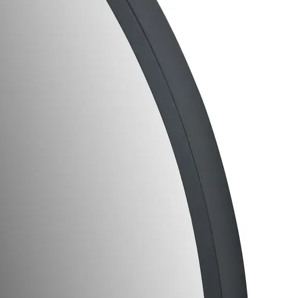 Round Mirror with Wood Frame - Black alternate view