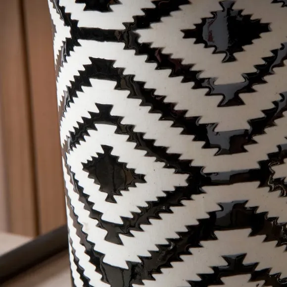 Tall Table Lamp with Ikat Base - Black, Velvet alternate view