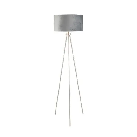 Tripod Floor Lamp with Foot Switch - Silver, Velvet alternate view
