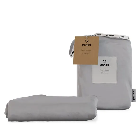 Panda Bamboo Fitted Sheet - Grey alternate view