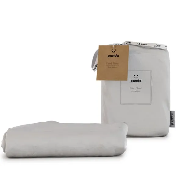 Panda Fitted Sheet with 320 Thread Count - White, Bamboo alternate view