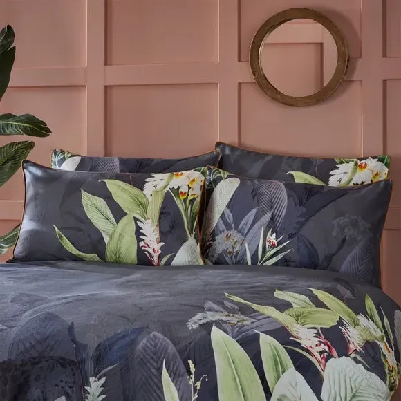 Duvet Cover Set with Pillowcases - Charcoal, Cotton alternate view