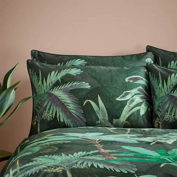 Duvet Cover Set with Pillowcases - Green, Cotton alternate view