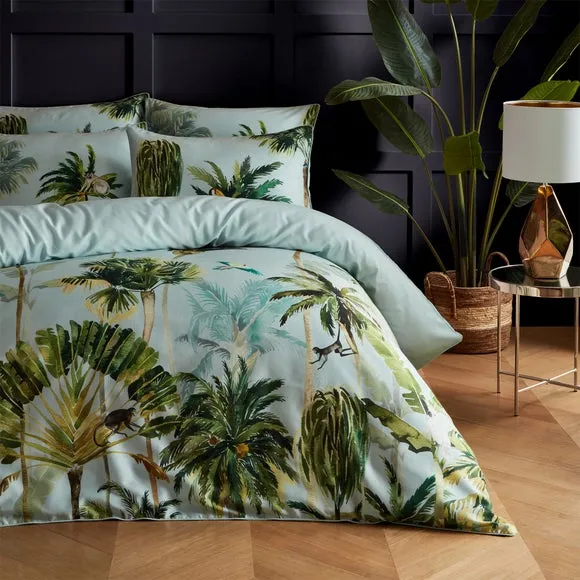 Duvet Cover Set with Pillowcases - Light Blue, Cotton alternate view