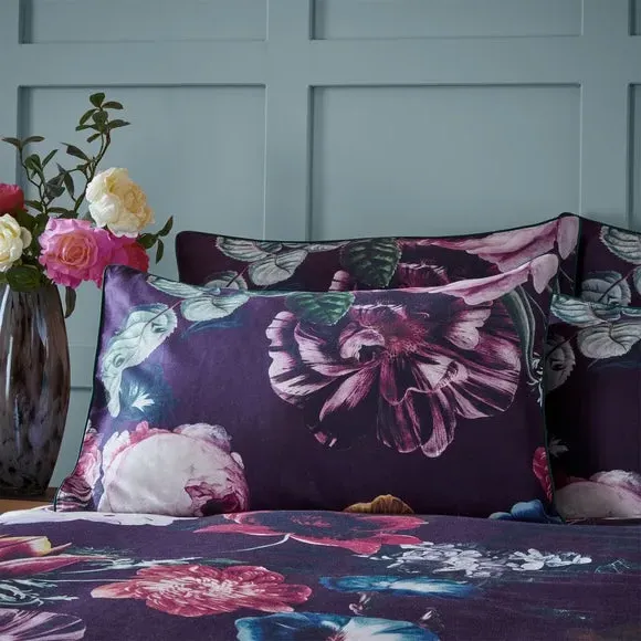 Duvet Cover Set with Pillowcases - Purple, Cotton alternate view