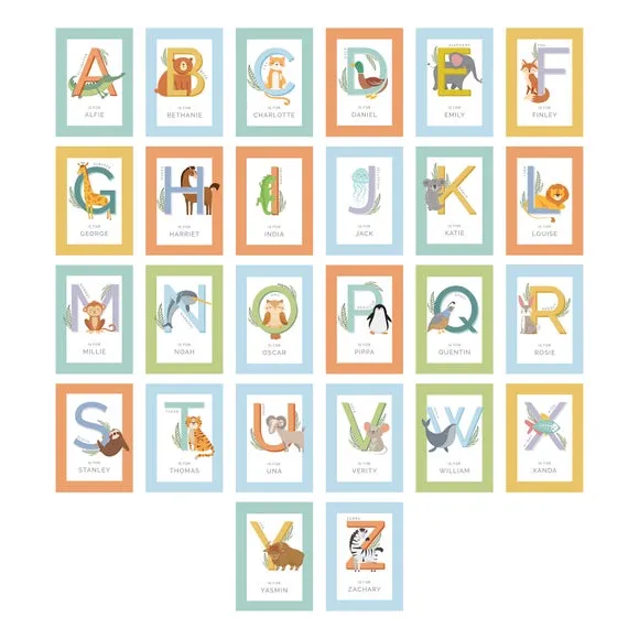 Animal Alphabet Poster Frame Personalised - White alternate view
