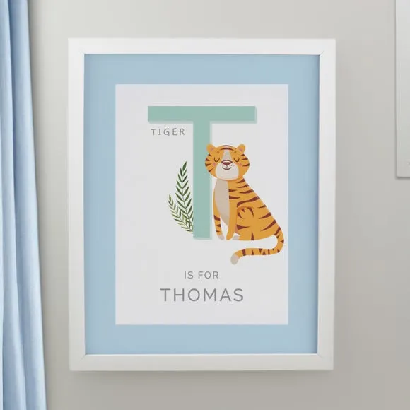 Animal Alphabet Poster Frame Personalised - White product
