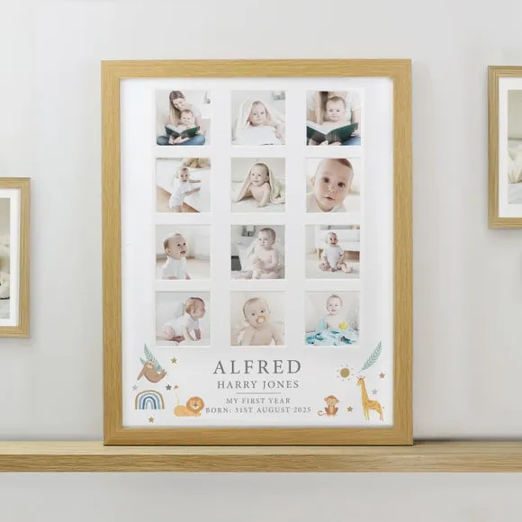Animal Multi Photo Frame Personalised - Oak, Wood product
