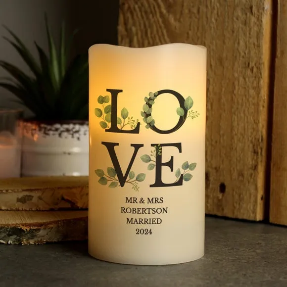 Botanical LOVE Personalised LED Pillar Candle - Cream product