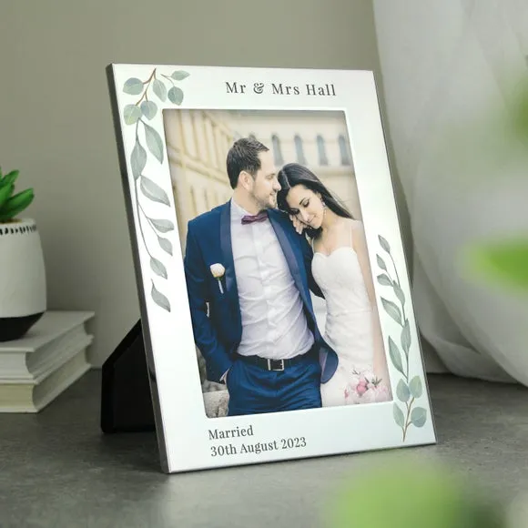 Botanical Portrait Photo Frame Personalised - Silver, Aluminium alternate view