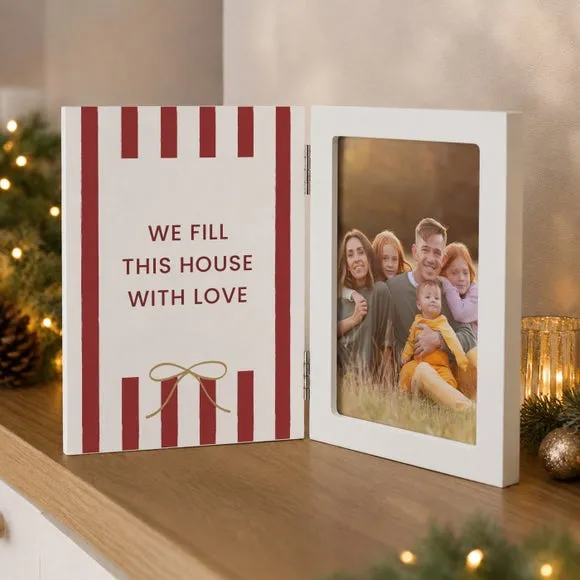 Candy Cane Stripe Hinged Photo Frame - White, Wood alternate view