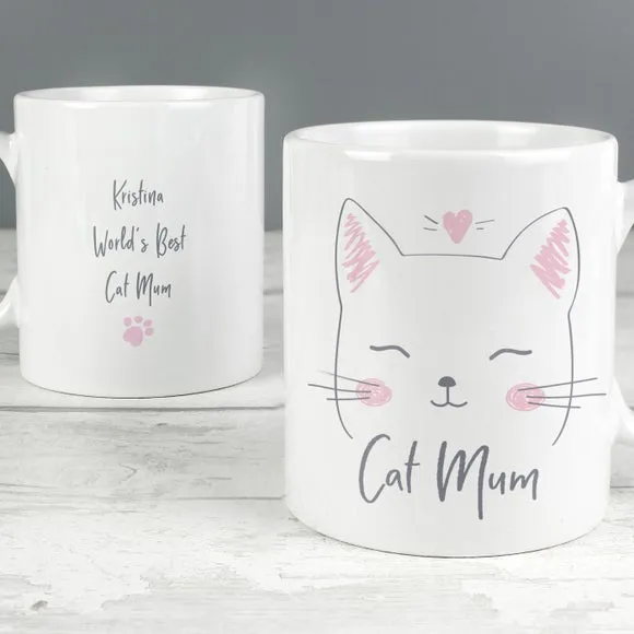 Cat Mum Personalised Mug - White, Ceramic alternate view