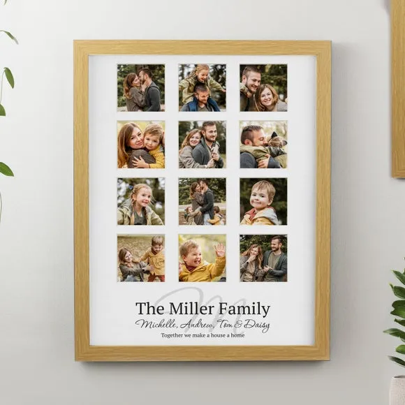 Family Multi Photo Frame Personalised - Oak, Wood alternate view