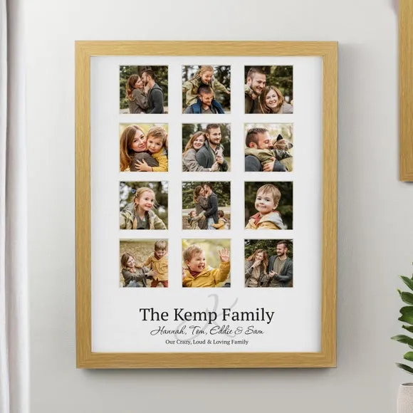 Family Multi Photo Frame Personalised - Oak, Wood product