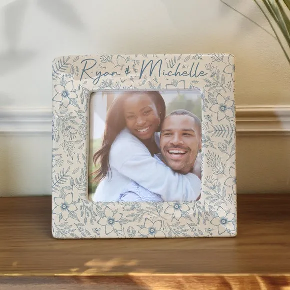 Floral Ceramic Photo Frame - Blue alternate view