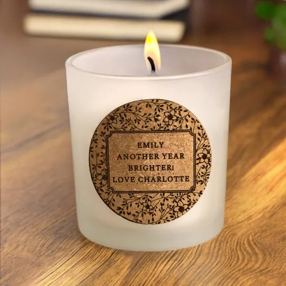 Floral Cork Label Candle Jar - Clear alternate view