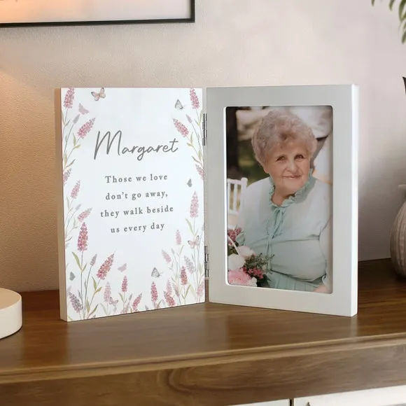 Floral Hinged Photo Frame Personalised - Wood alternate view