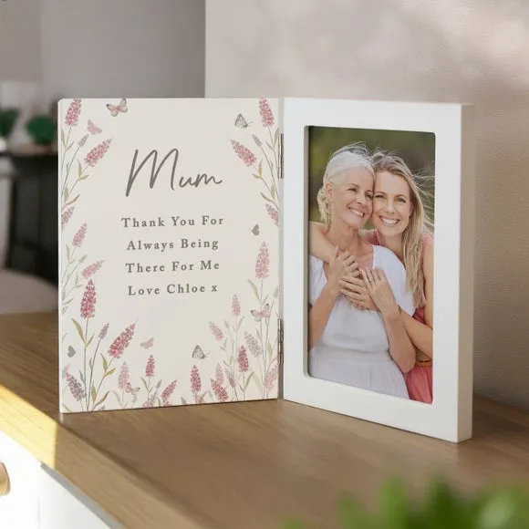 Floral Hinged Photo Frame Personalised - Wood product
