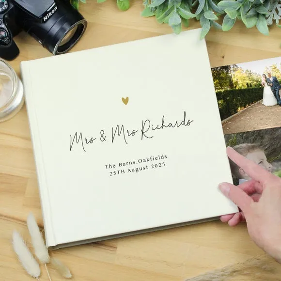 Gold Heart Couples Square Photo Album - White alternate view