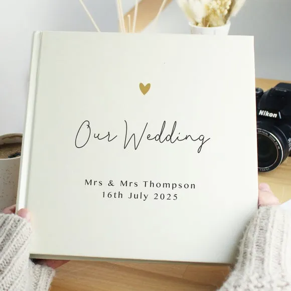 Gold Heart Couples Square Photo Album - White product
