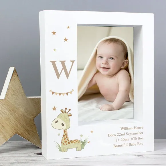 Hessian Giraffe Portrait Box Photo Frame - White, Plastic alternate view