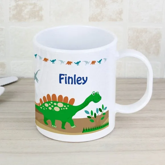 Kid's Dinosaur Plastic Mug - White alternate view