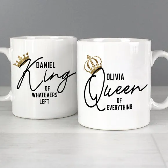 King and Queen of Everything Personalised Mug Set of 2 - White, Ceramic alternate view