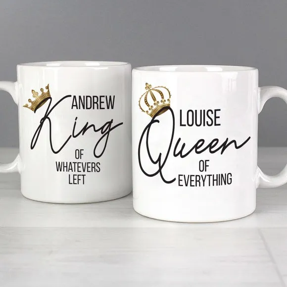 King and Queen of Everything Personalised Mug Set of 2 - White, Ceramic product