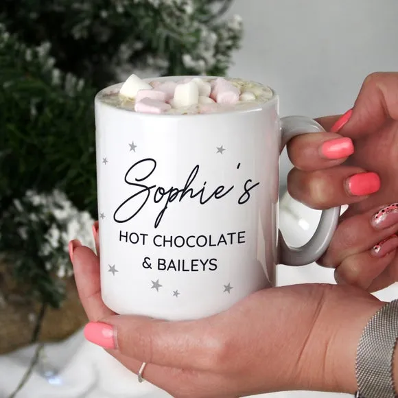 Little Grey Stars Personalised Mug - White, Ceramic product